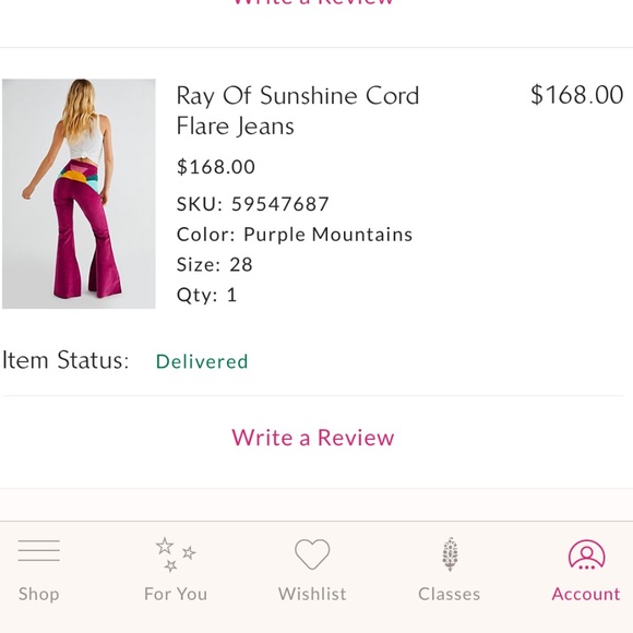 Ray of Sunshine Corduroy Flare Bell Bottoms in Purple Mountains - Picture 6 of 6